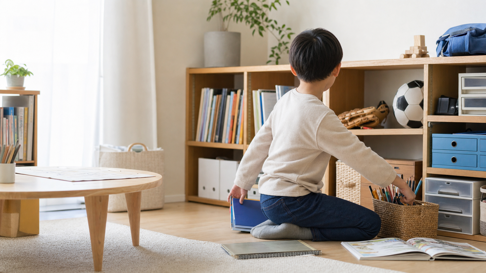 小学生が本や趣味から自分らしい充実を選ぶ様子