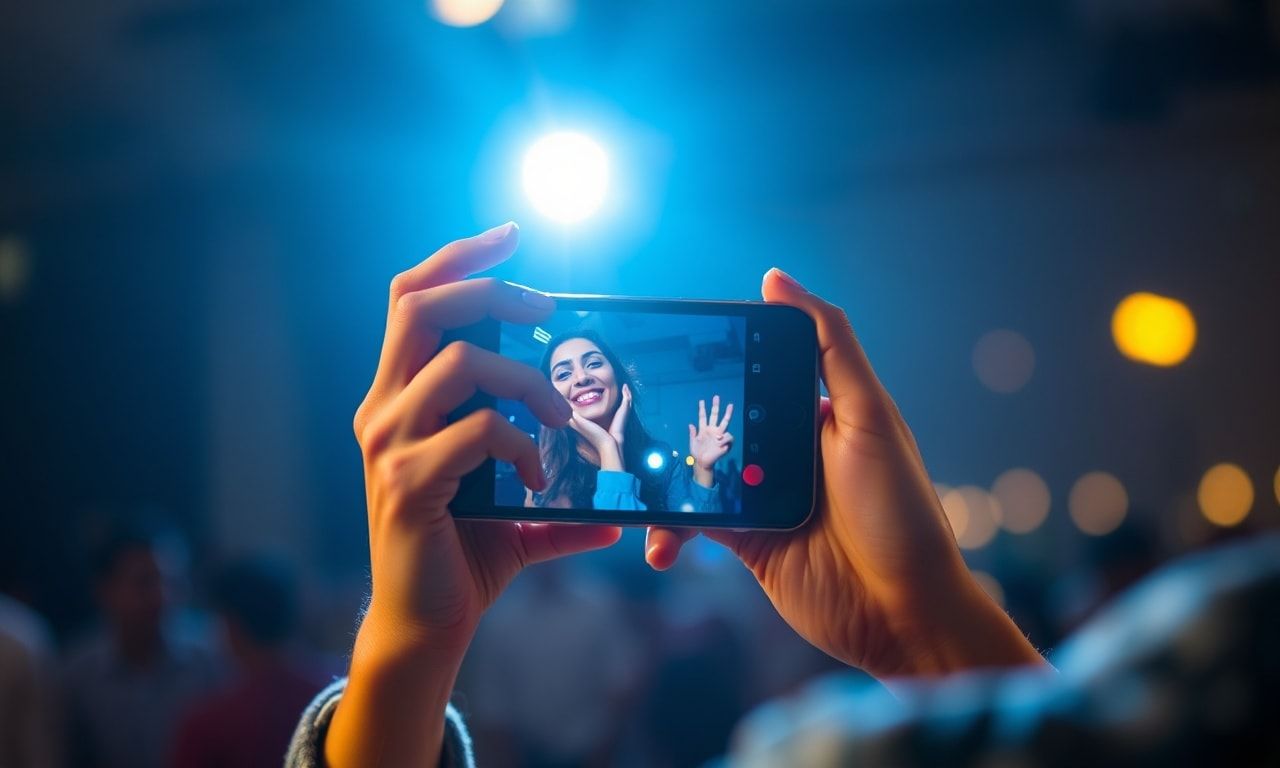 スマホで自撮りをする楽しそうな様子