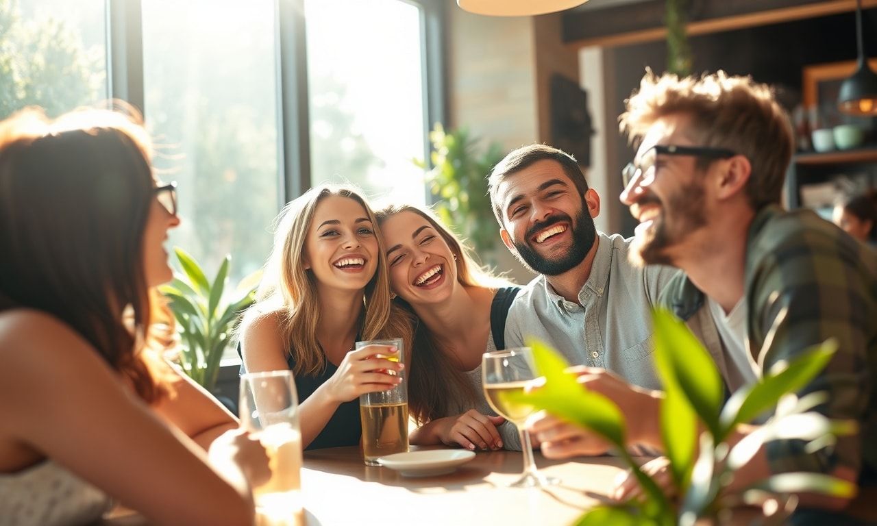 楽しそうに会話する友人グループ