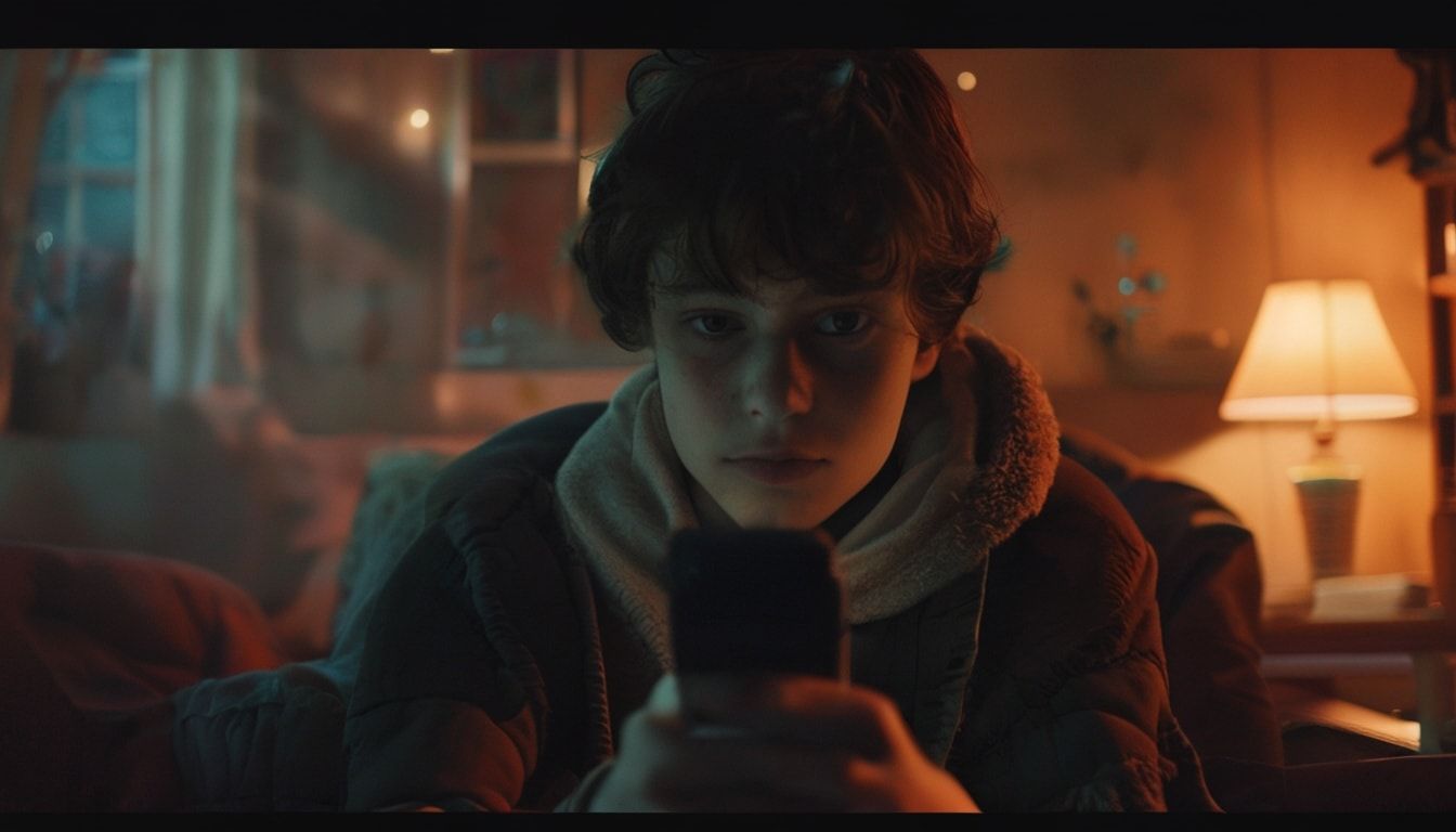 スマホを見て考え込む人