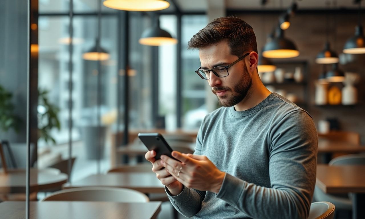 スマホを見つめる男性