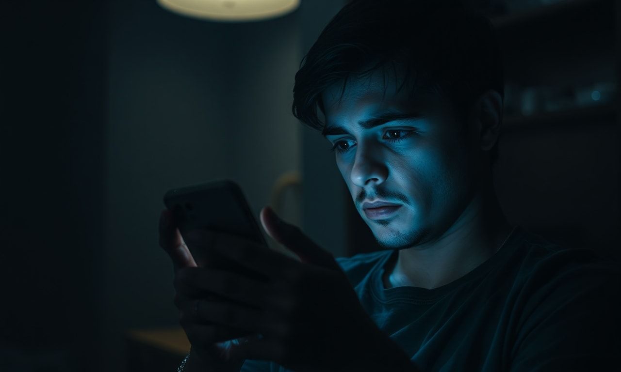 スマホを見てため息をつく人