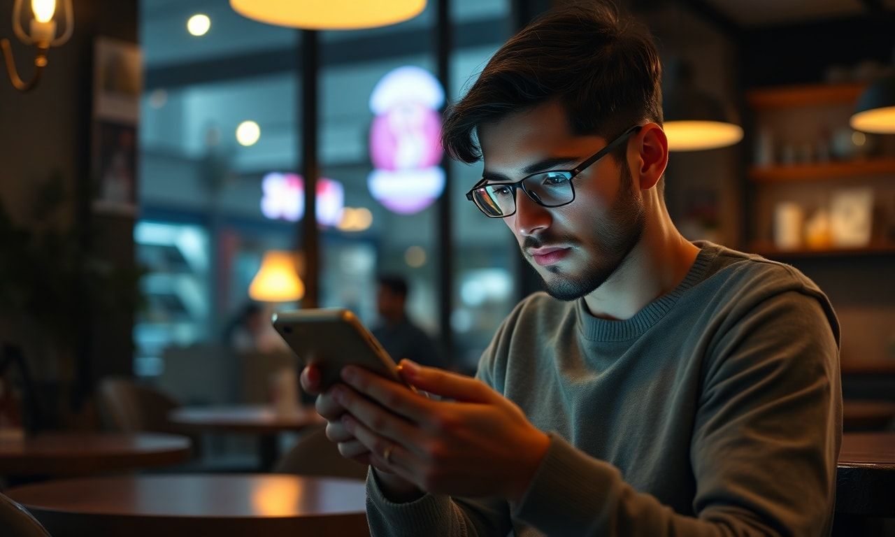 スマホを見つめる人物のイメージ