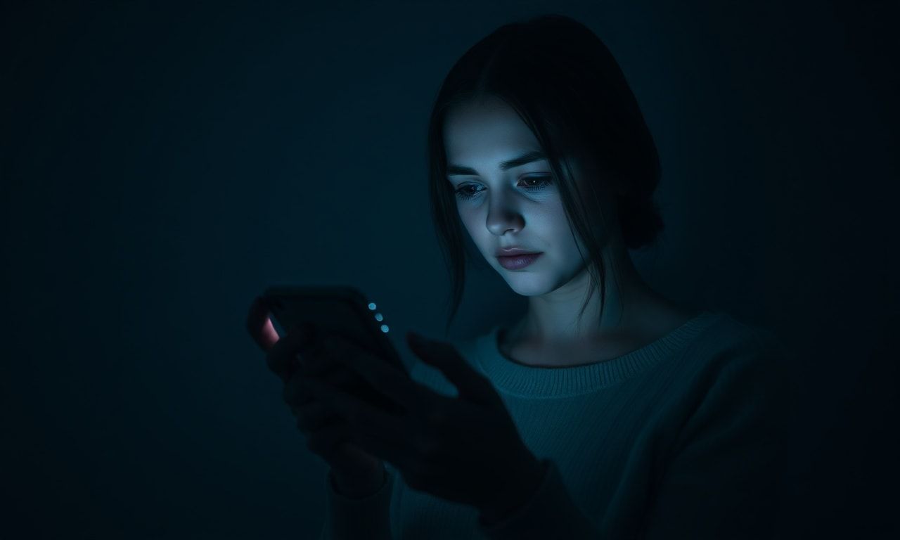 スマホを見て落ち込む様子