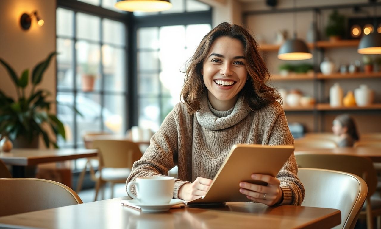 カフェでリラックスする人
