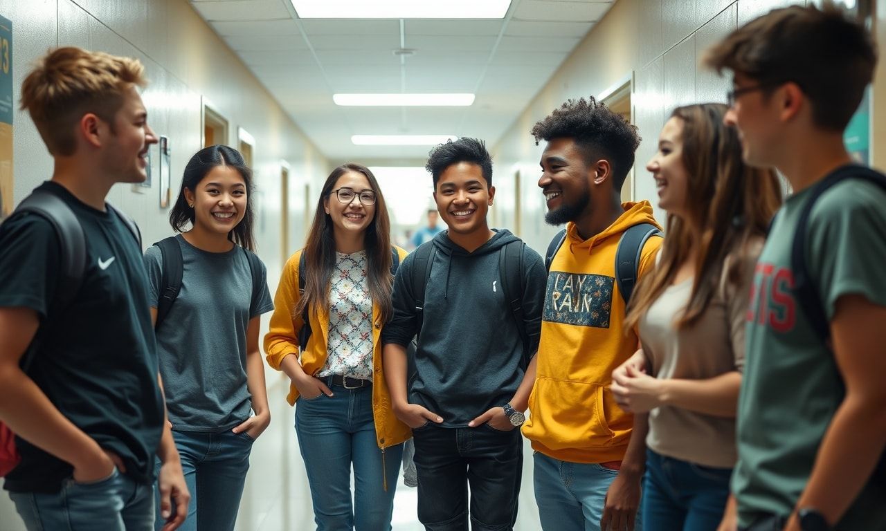 楽しそうに会話をする中学生たち