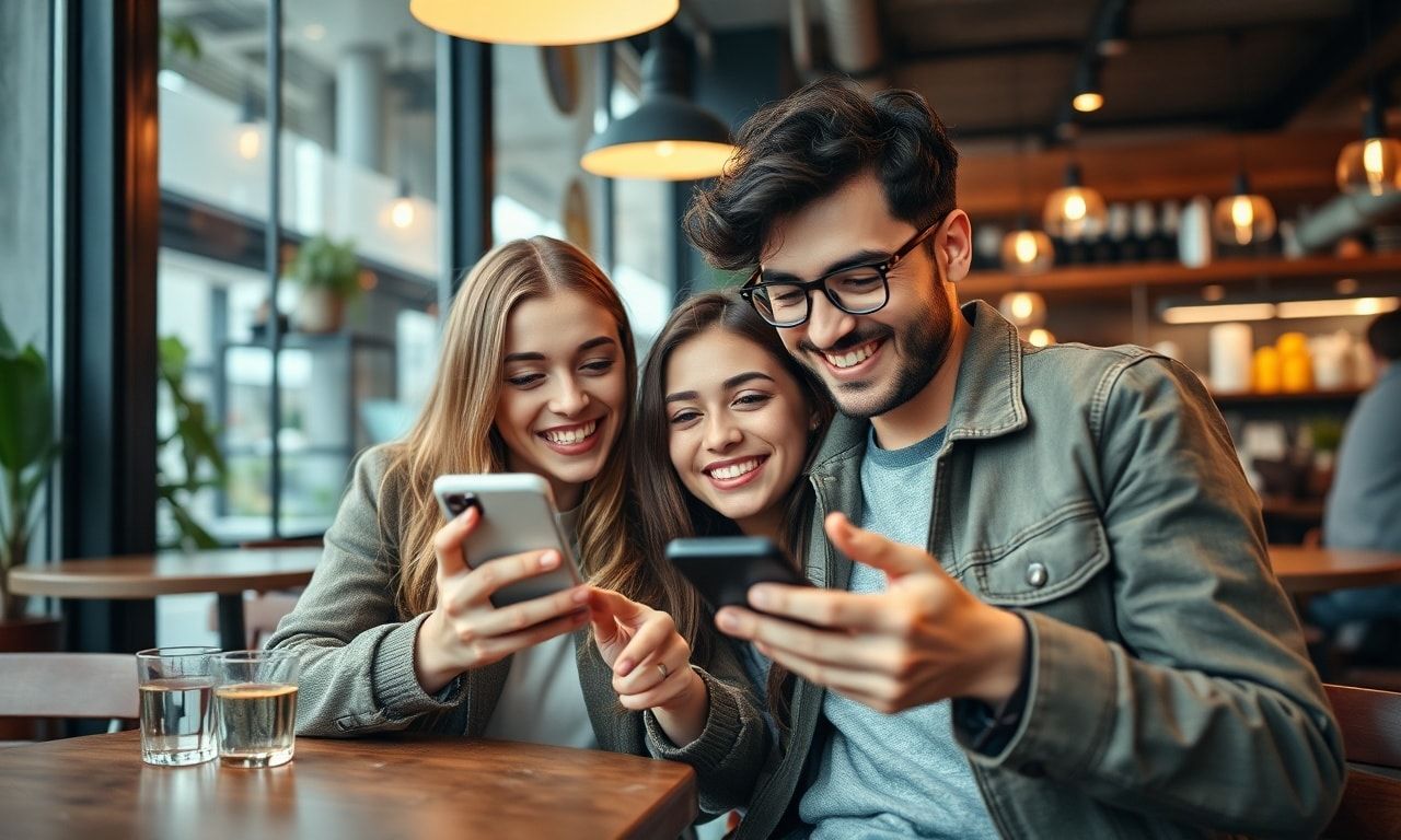 おしゃれなカフェで楽しむ友人たちのイメージ