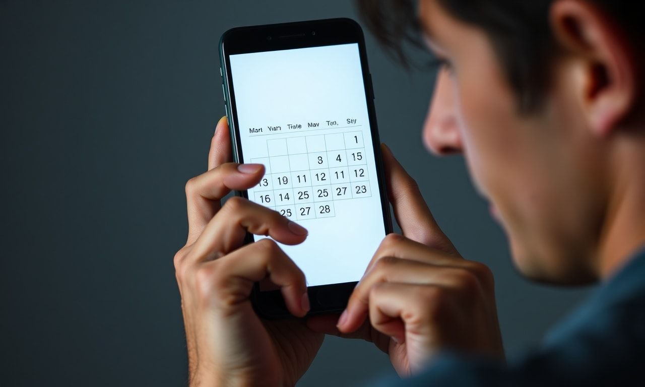 空白のスケジュール帳を見て不安を感じる人のイメージ