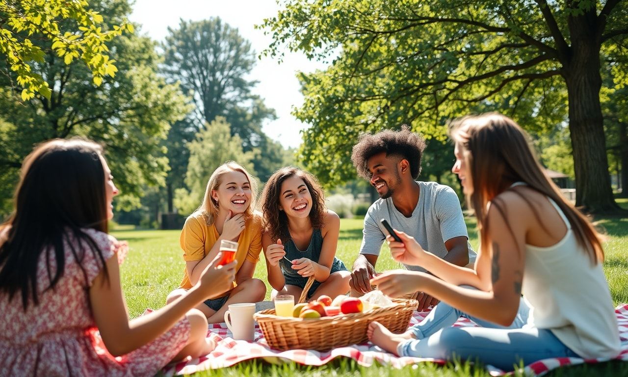 幸せに過ごす人々