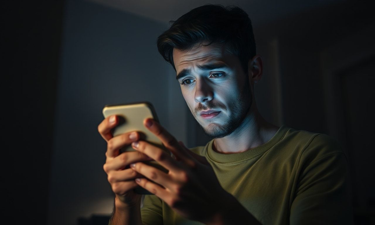 スマホを見て困惑する人