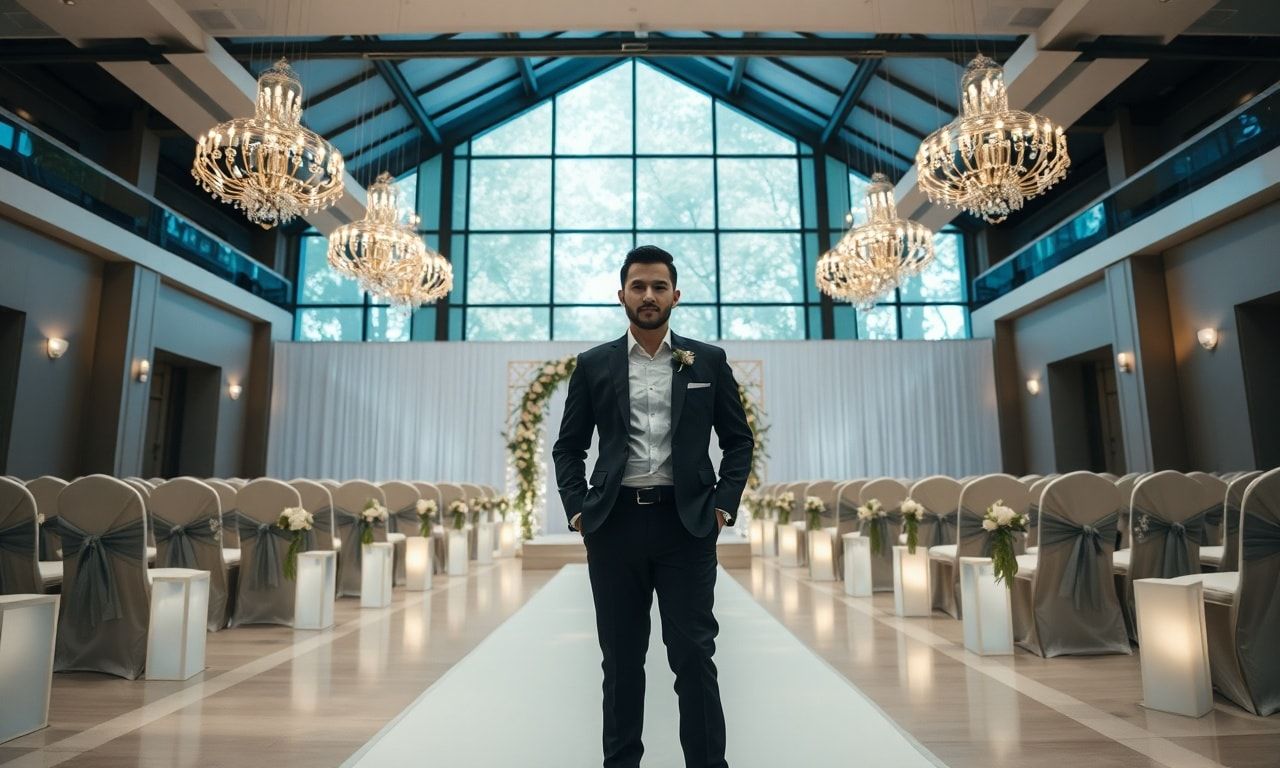 一人で結婚式に参列する様子