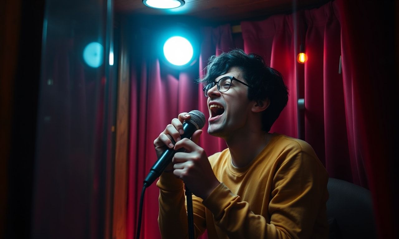 一人カラオケで練習する様子