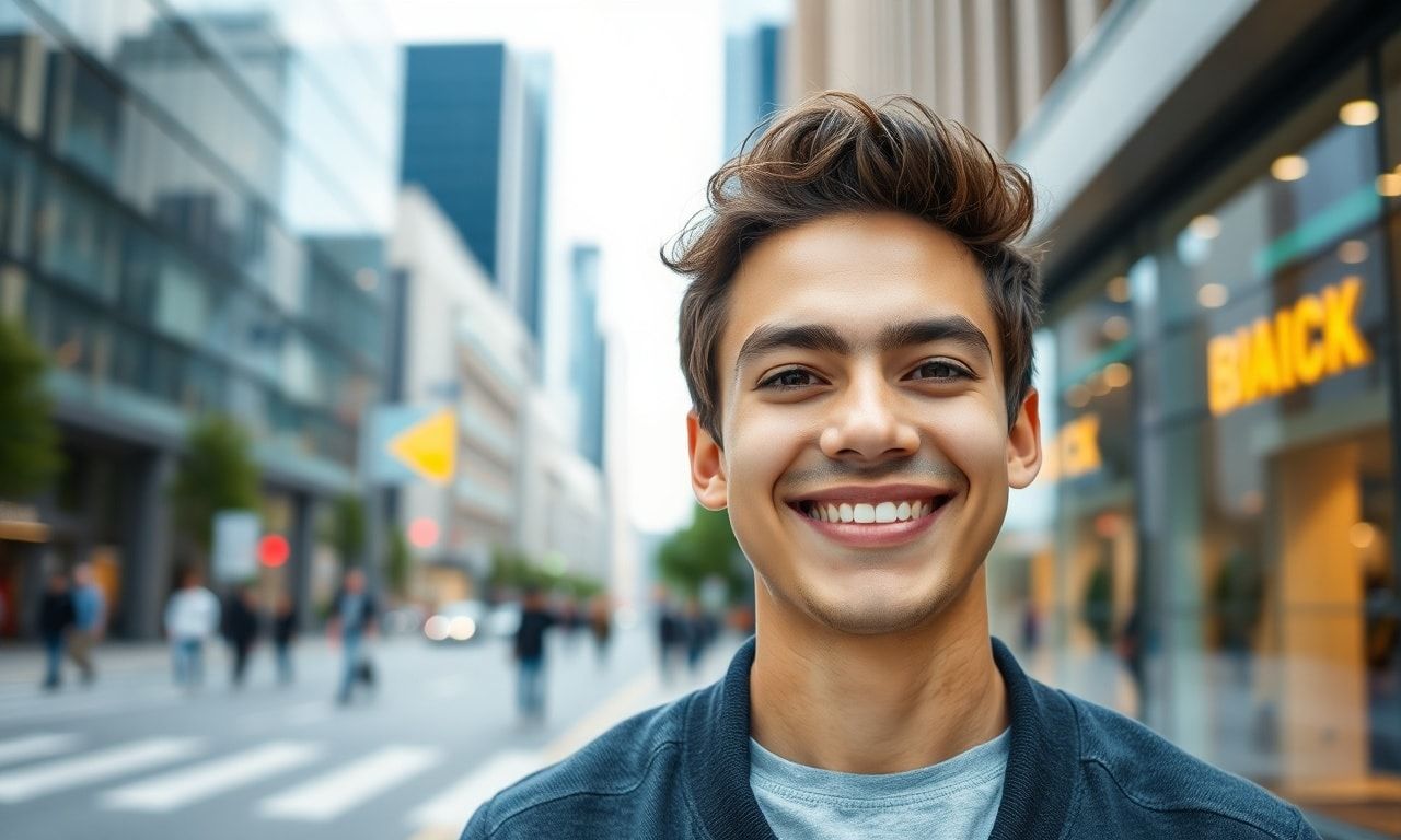 歯列矯正で笑顔に自信を持つ様子