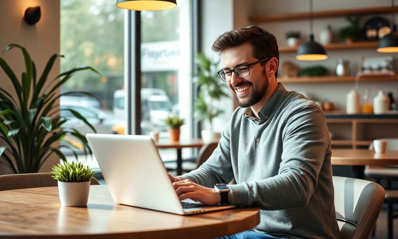 カフェでパソコン作業をするライフスタイル