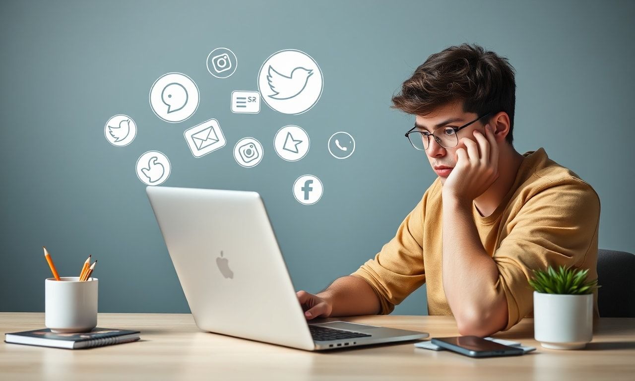 現代のSNSと就活のストレスを表現した画像