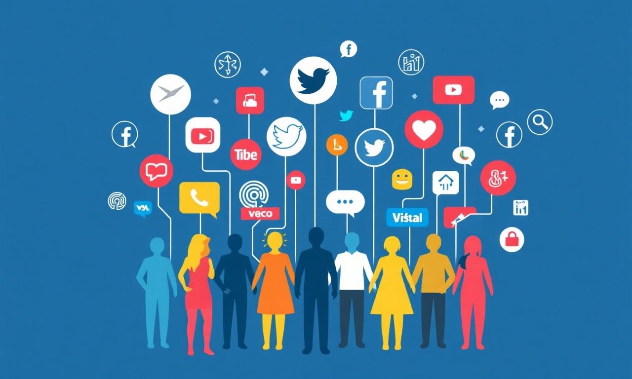 SNSのアイコンを通じた人間関係を表現した抽象画像