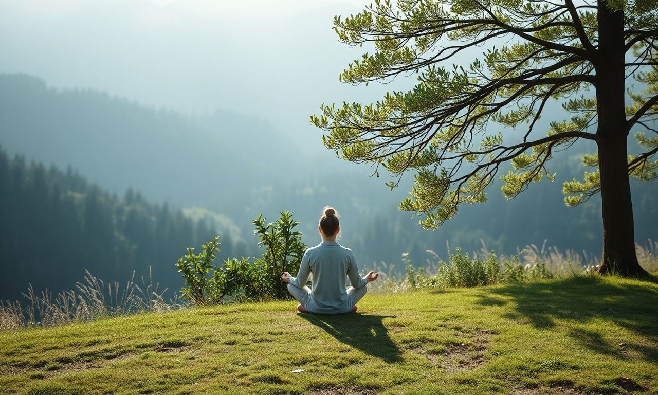 自然の中で落ち着いた様子のイメージ