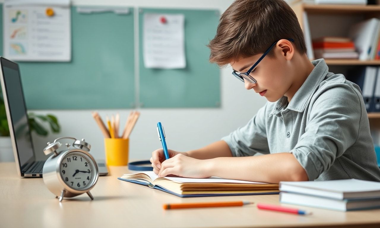 集中して勉強に取り組む学生のデスク環境