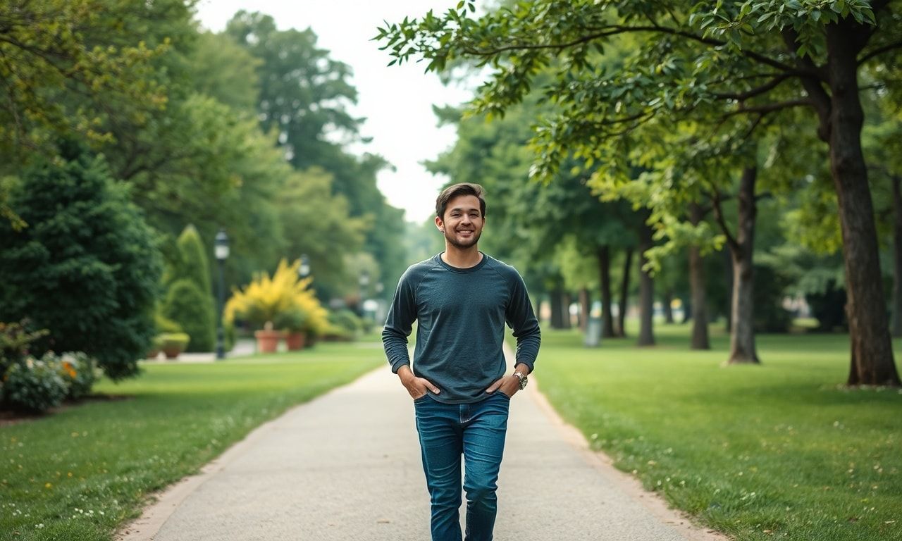 公園を歩く人、自然を大切にする様子