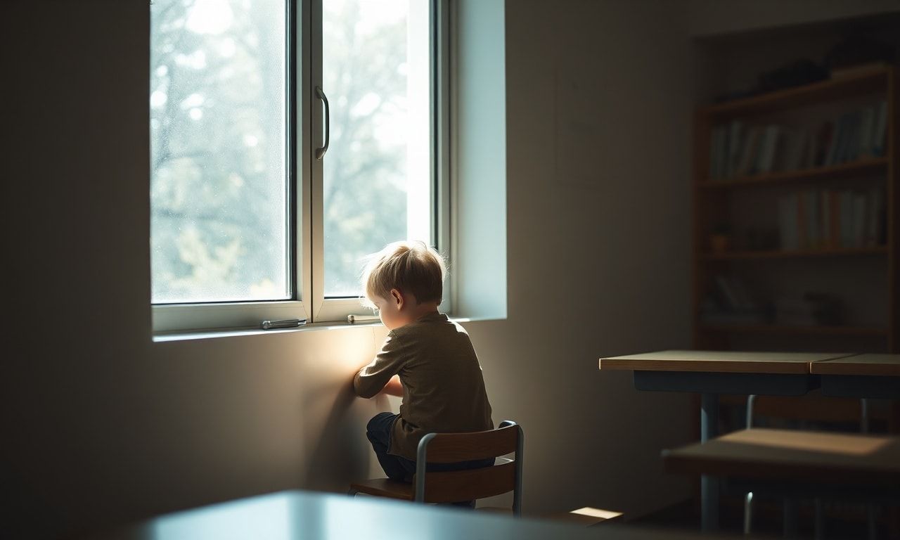 教室で少し寂しそうに過ごす子どものイメージ