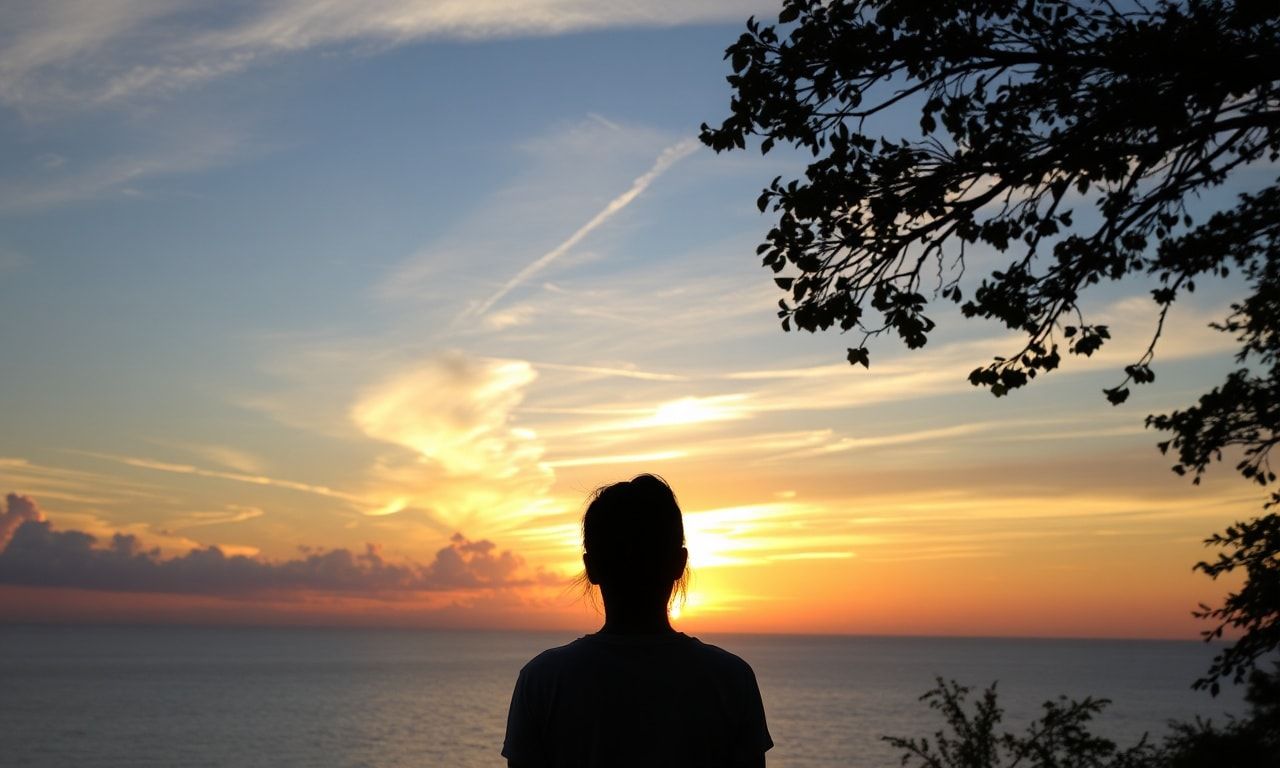 夕日を見つめて心穏やかになる人