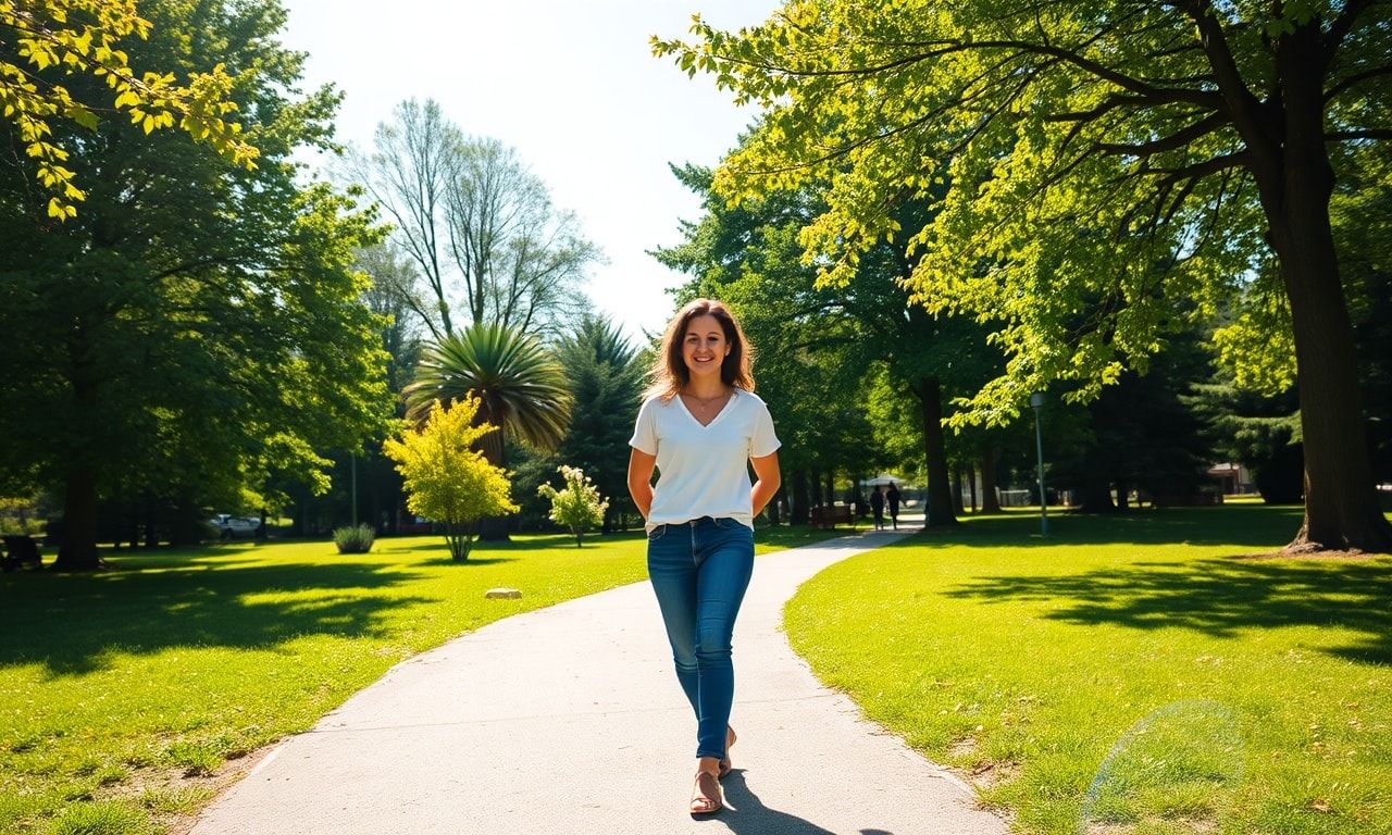 公園を歩く人物のイメージ