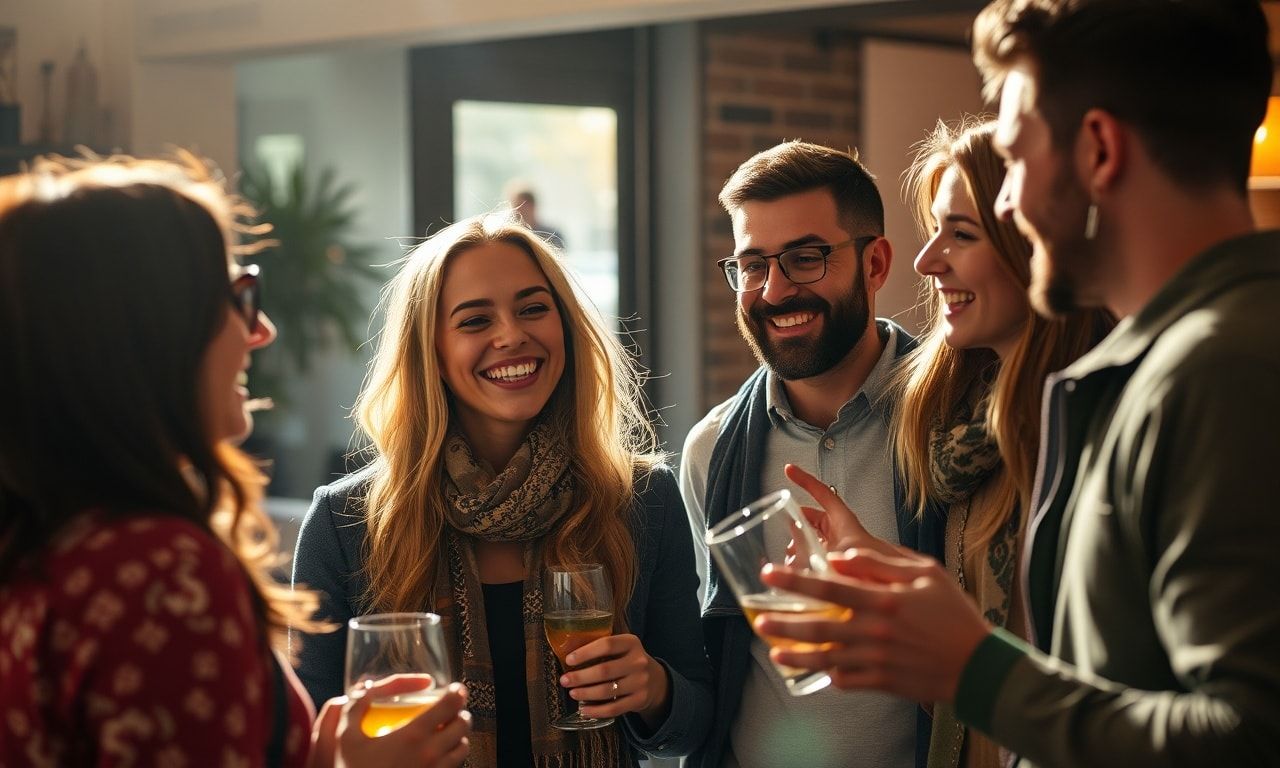 友人たちと楽しく談笑する様子