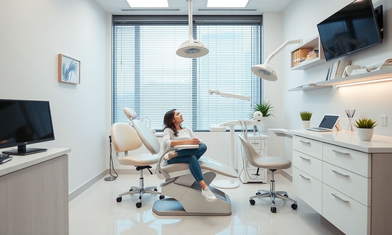 明るい歯科医院でリラックスしている人