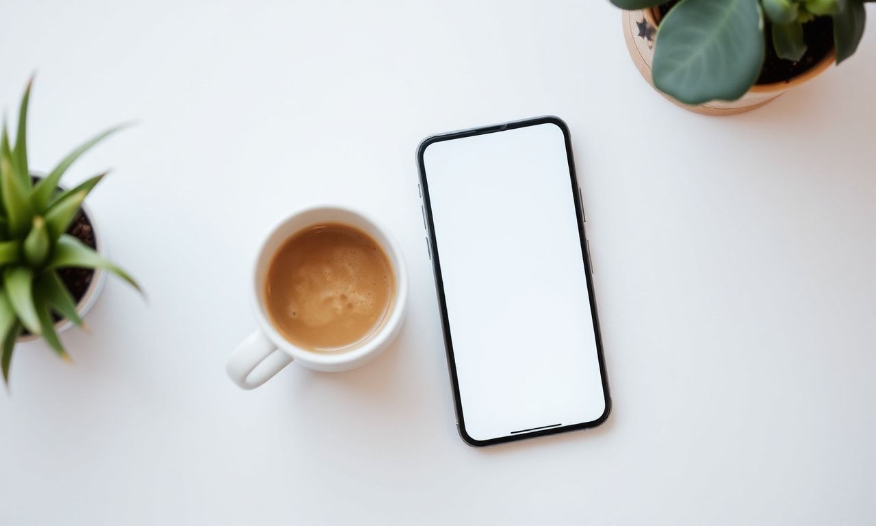 穏やかなデスクでスマホを置いている様子