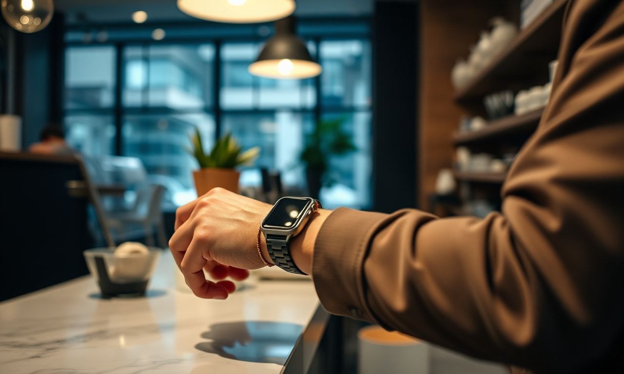 スマートウォッチ決済をする様子