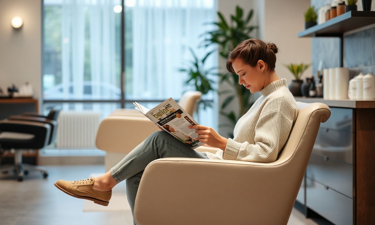 美容室で落ち着いて過ごす様子