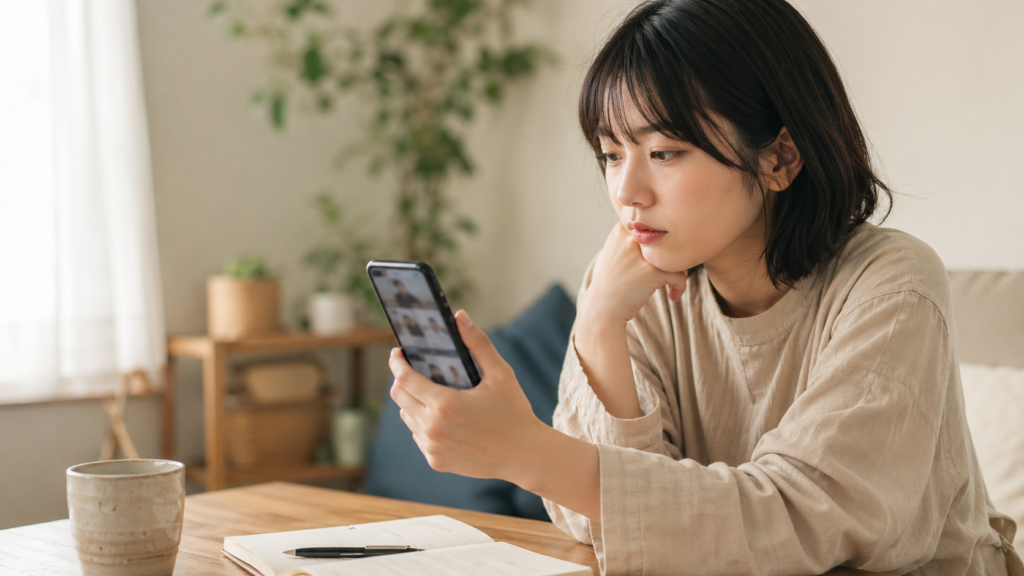 リア充がうざいと感じたときにスマホを見ながら気持ちを整理する人