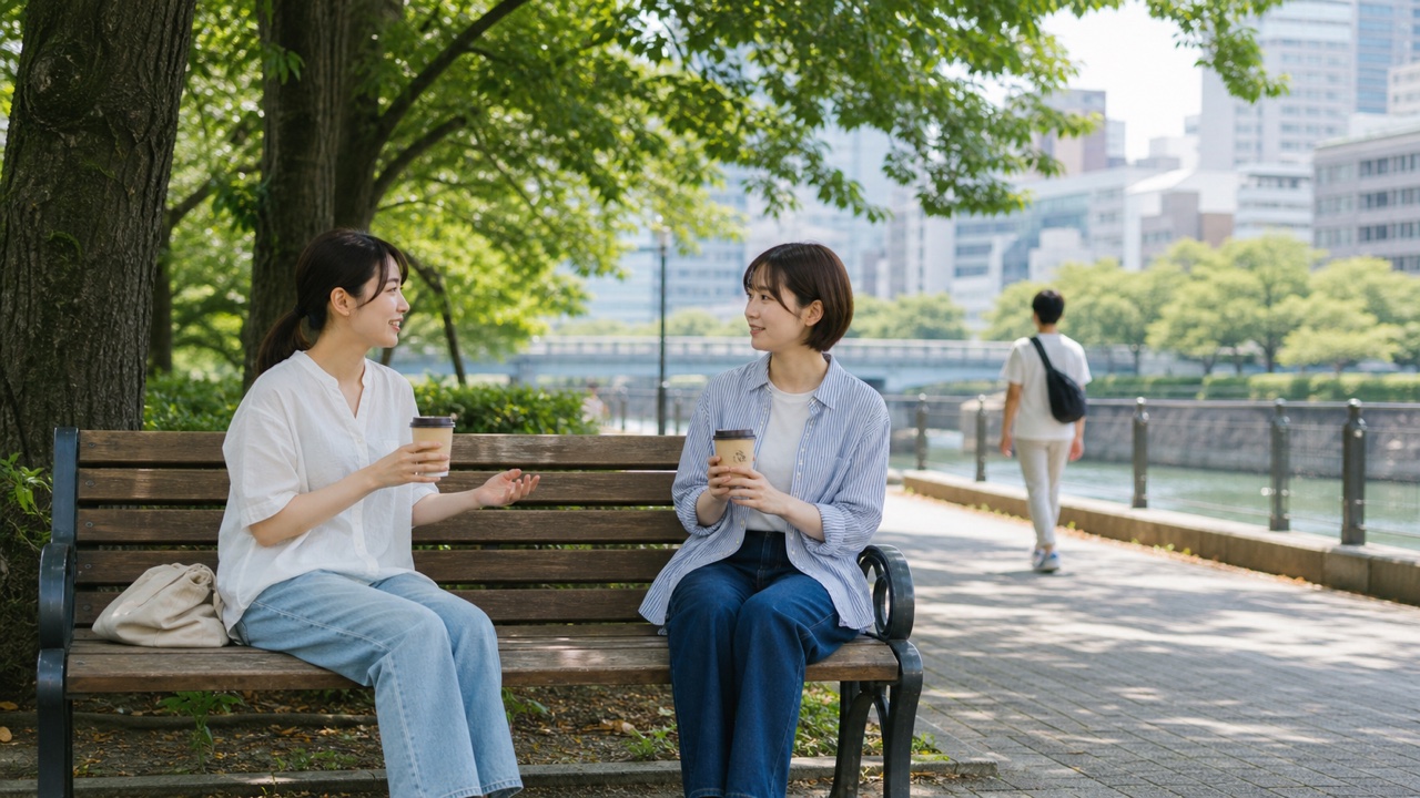 友達作りで無理に距離を詰めず会話するイメージ