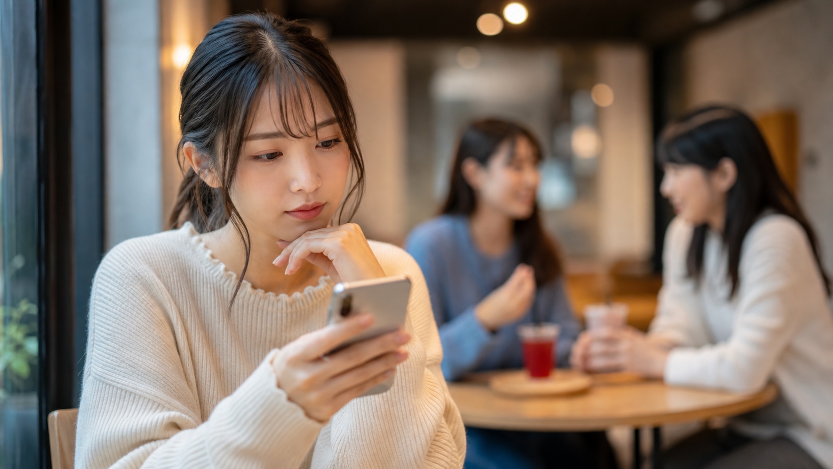 リア充と言われた後に相手の意図を考える場面