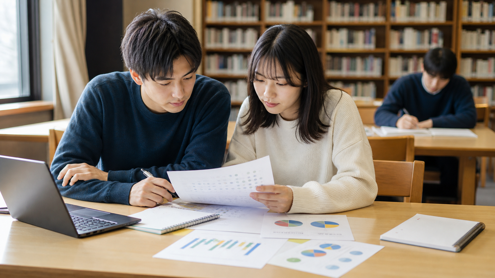 大学生のリア充割合データと出典を確認する学生