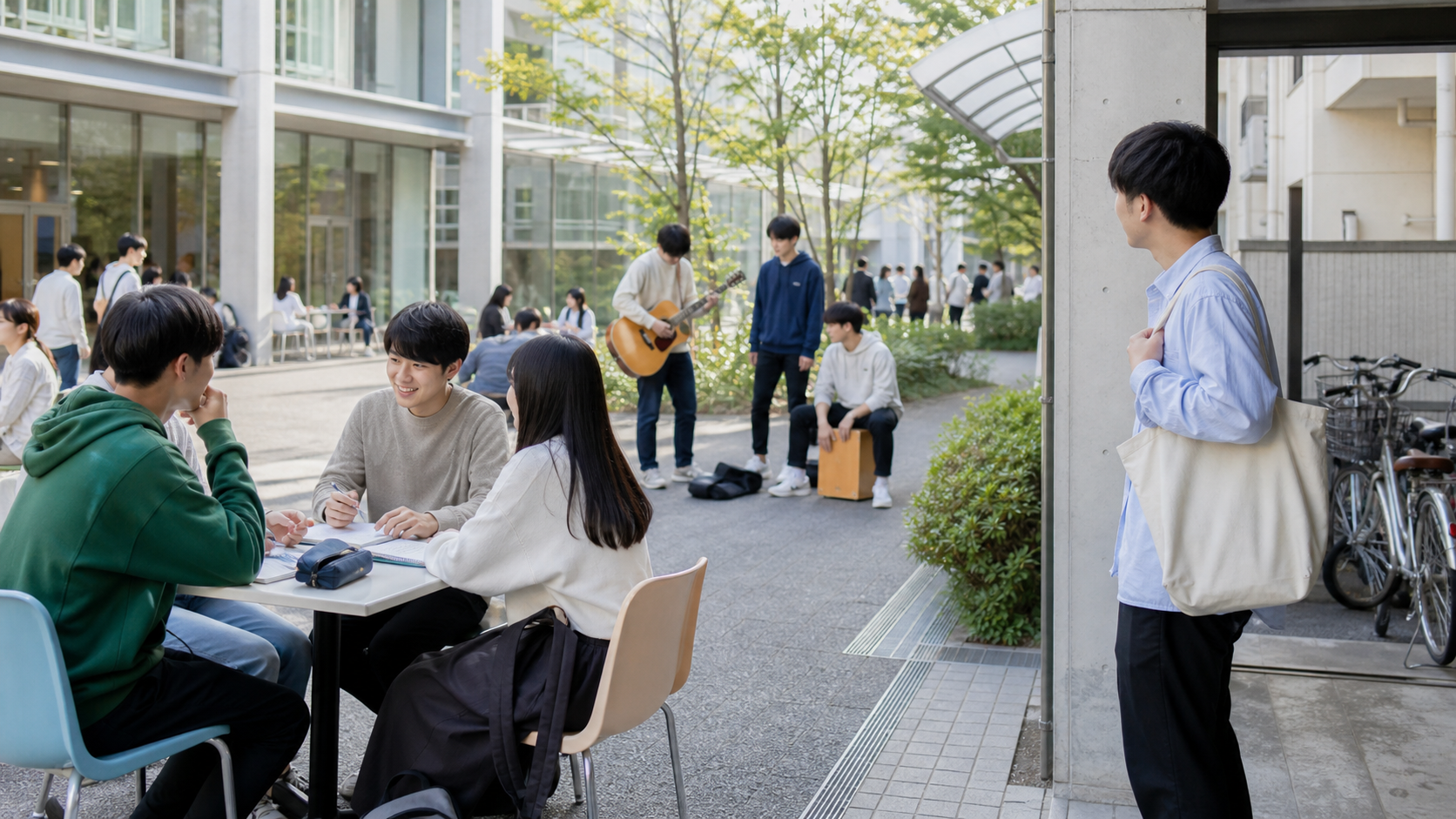 学部やサークルや一人暮らし別に大学生活を見る学生