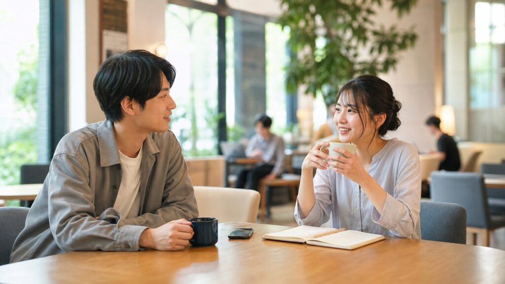 非リア充でも無理なく友達作りを始めるカフェでの会話イメージ