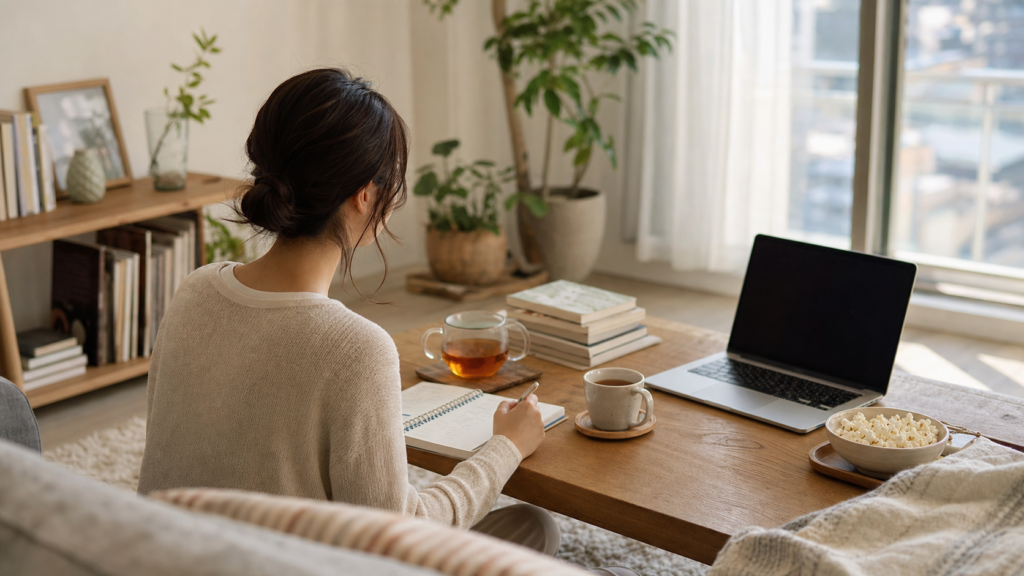 非リア充のGWを一人で穏やかに計画する部屋の風景