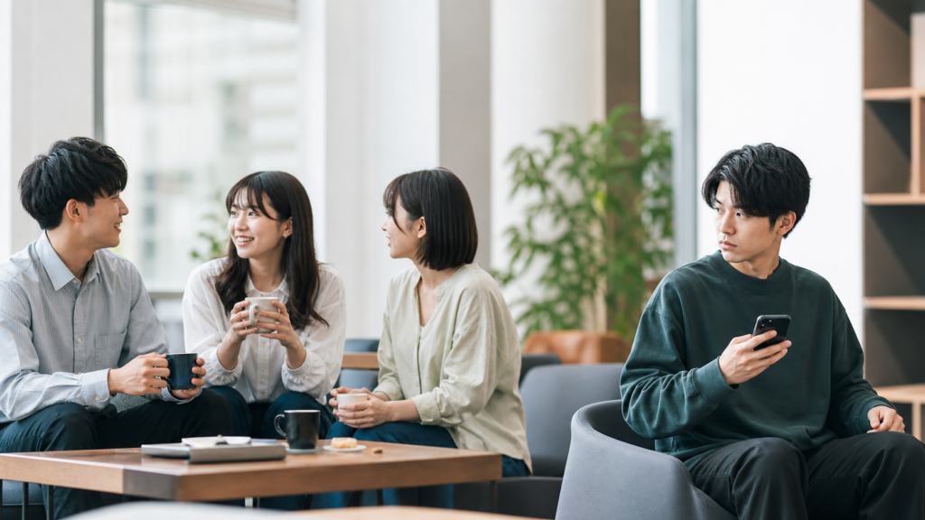 リア充とキョロ充の違いを考えるカフェでの人間関係の様子