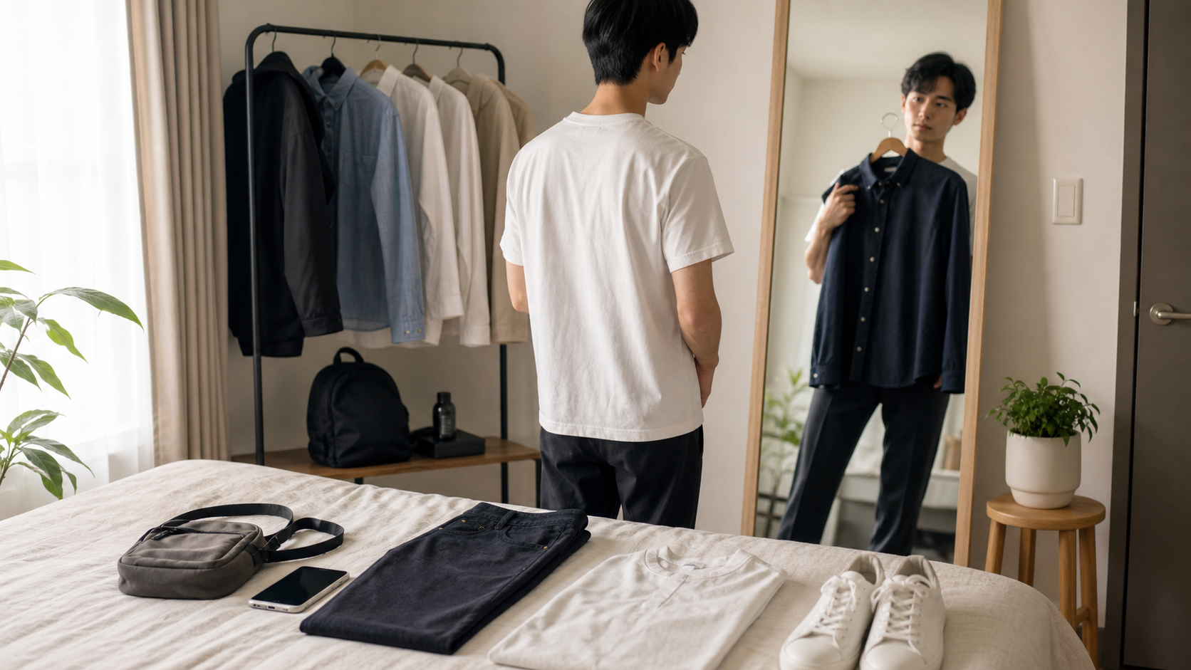 リア充になる方法の服装改善で清潔感を整える様子