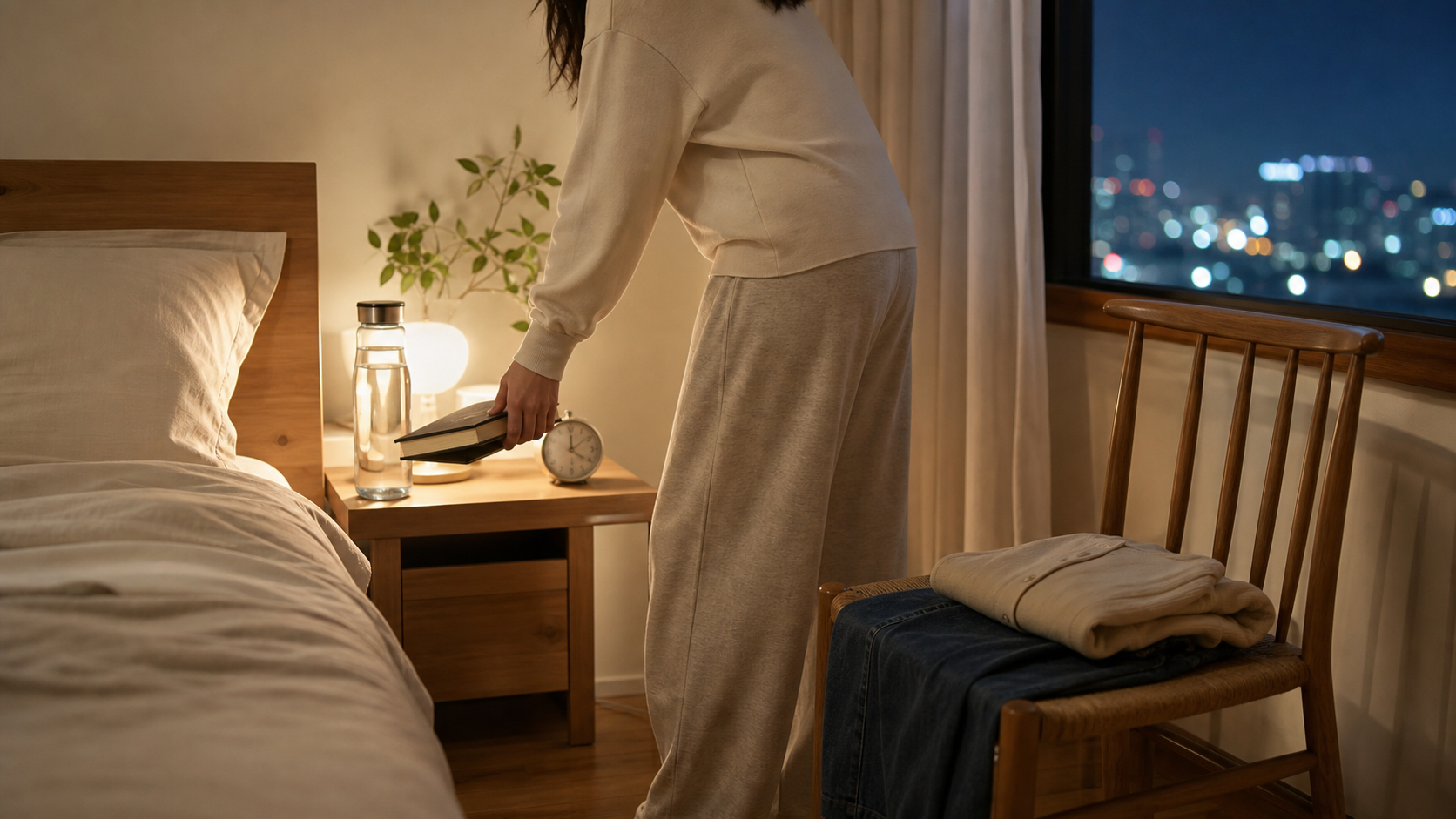 非リア充が明日の服と本を用意して夜を穏やかに終える様子