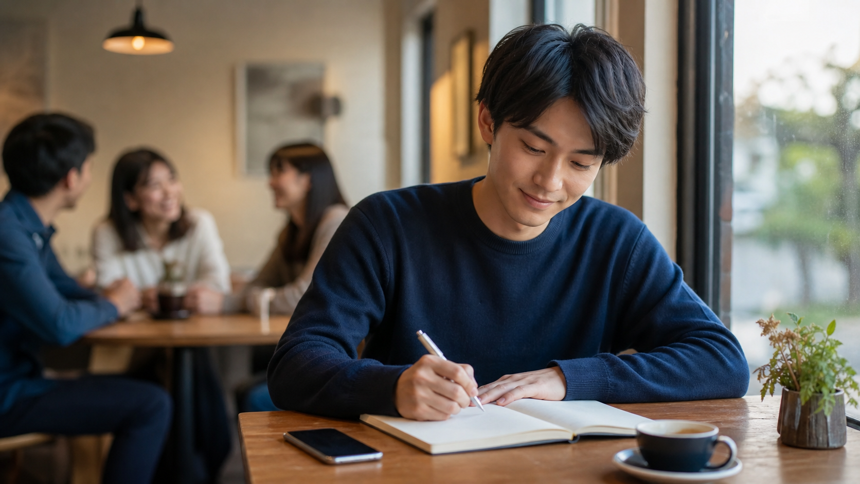 キョロ充をやめるためにスマホを伏せて自分の予定を書く人