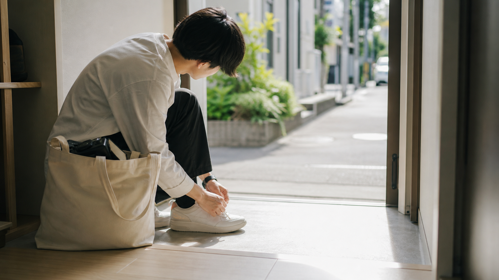 非リア充から抜け出すために外へ出る準備をする人