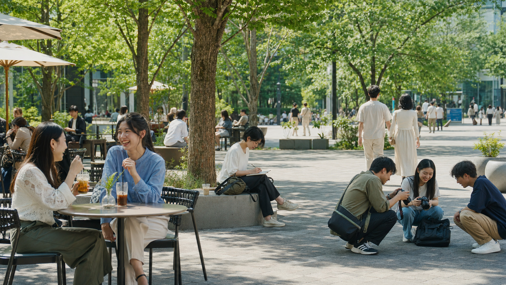 リア充はカップルだけではなく友人や趣味も含むことを表すイメージ