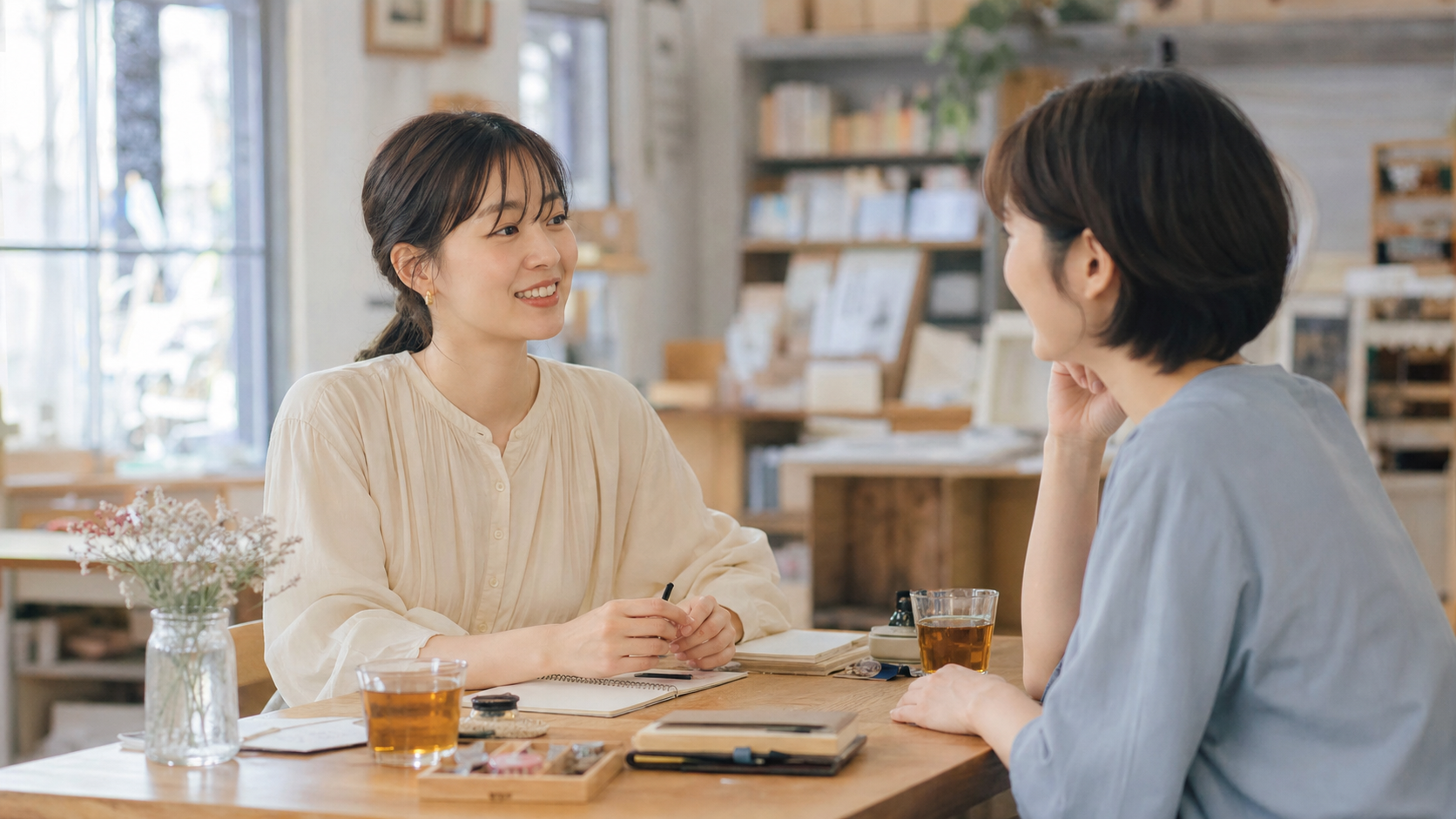 趣味を通じて小さく友達作りを始める女性