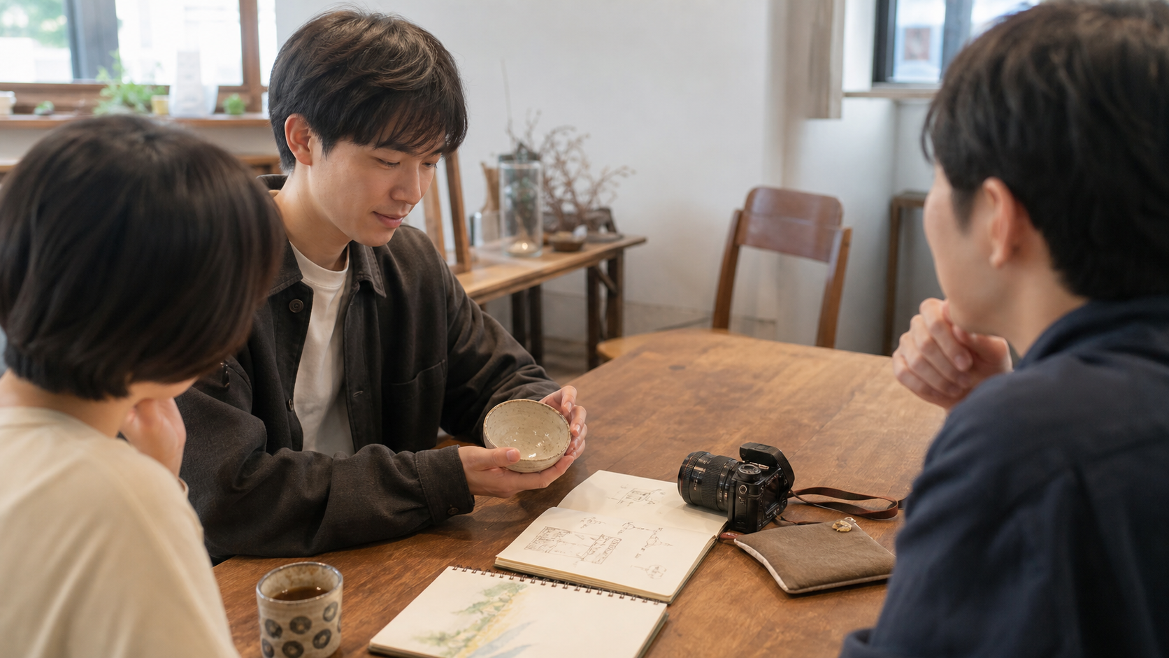 趣味をきっかけに無理なく会話が生まれるイメージ