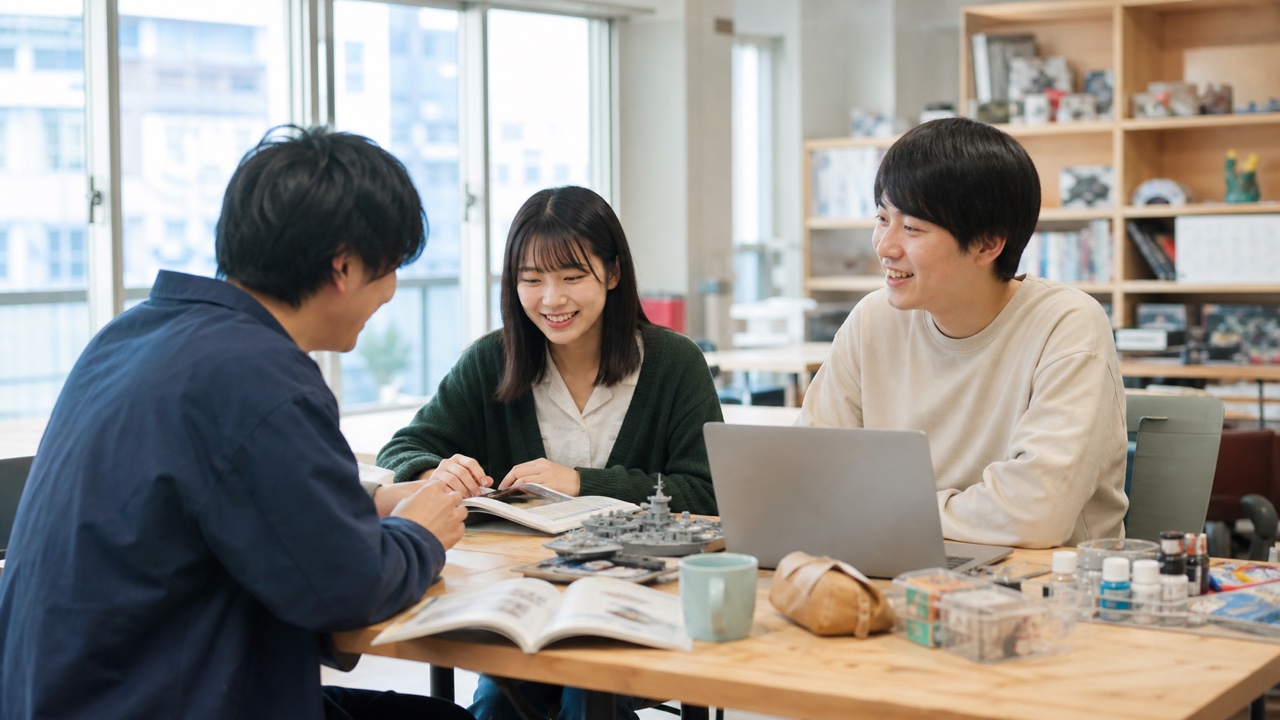 趣味や学びの場で自然に友達作りを始めるイメージ