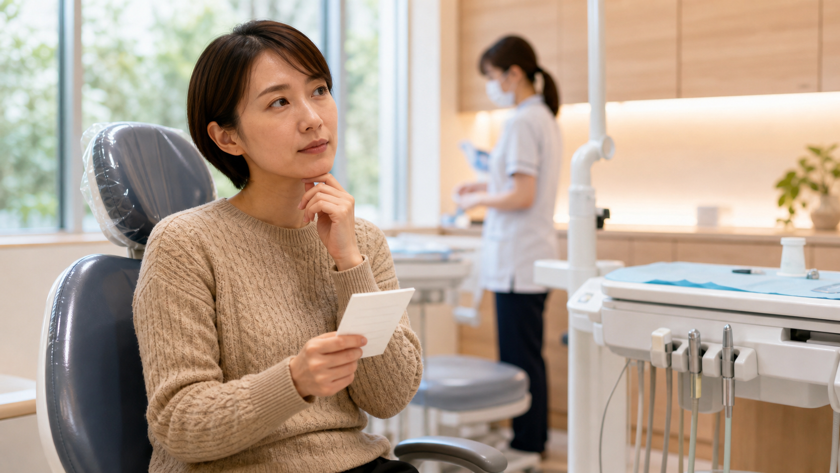 歯医者が怖い理由を整理しながら診療室でメモを見る人