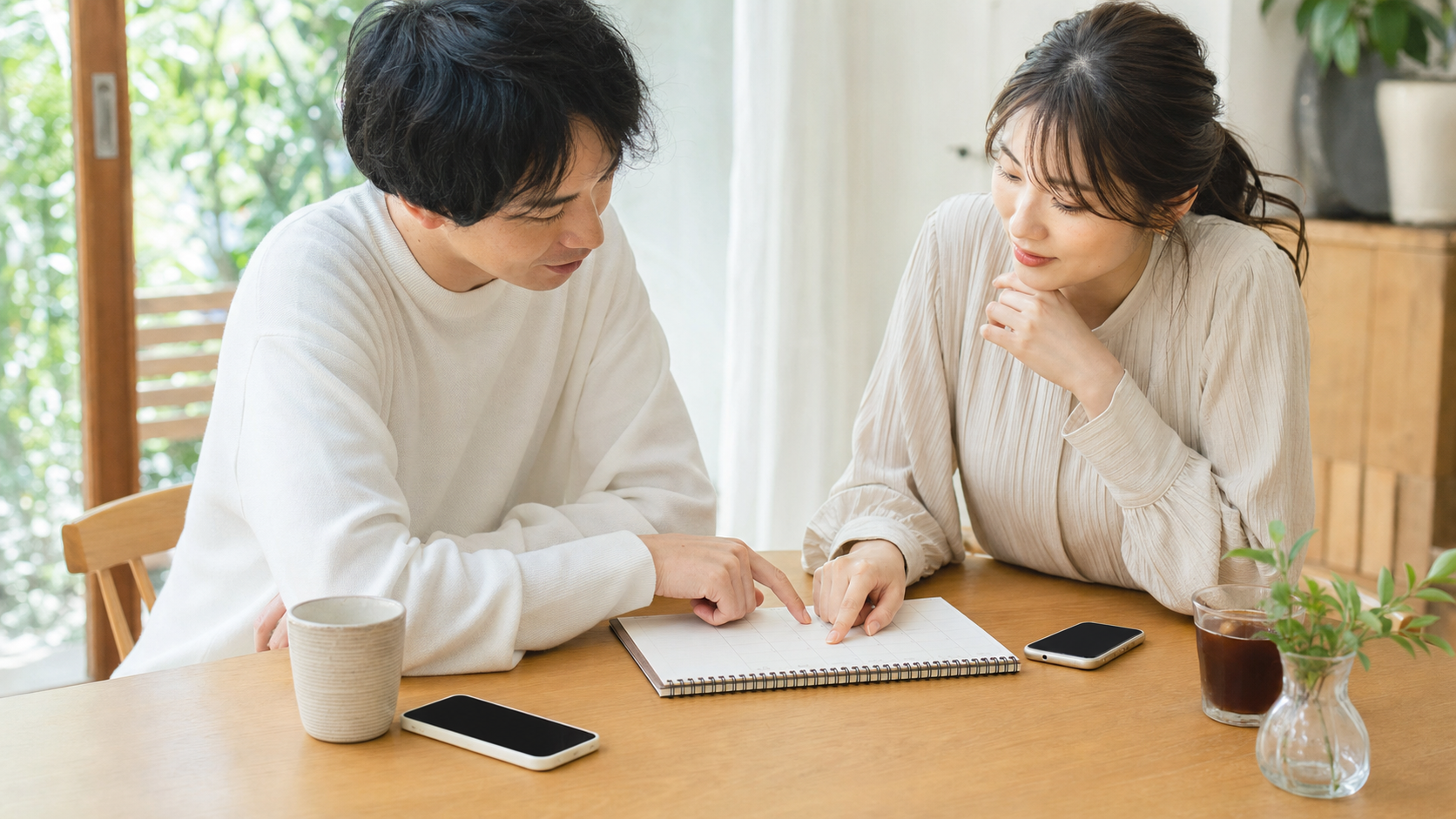 無理のない電話頻度を相談するカップル