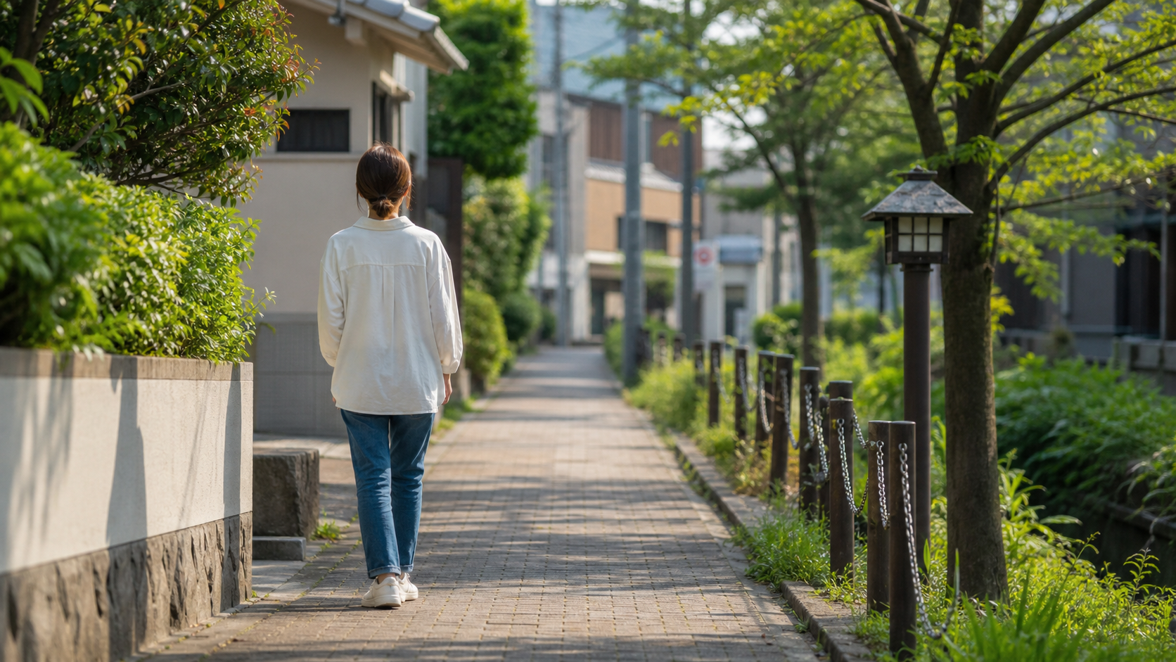 SNSから離れて散歩しながらリア充への嫉妬を落ち着かせる人